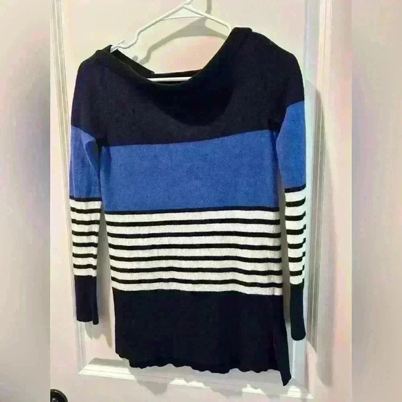 Kate Spade live colorfully wool striped sweater size XS black, blue and white - Picture 1 of 3